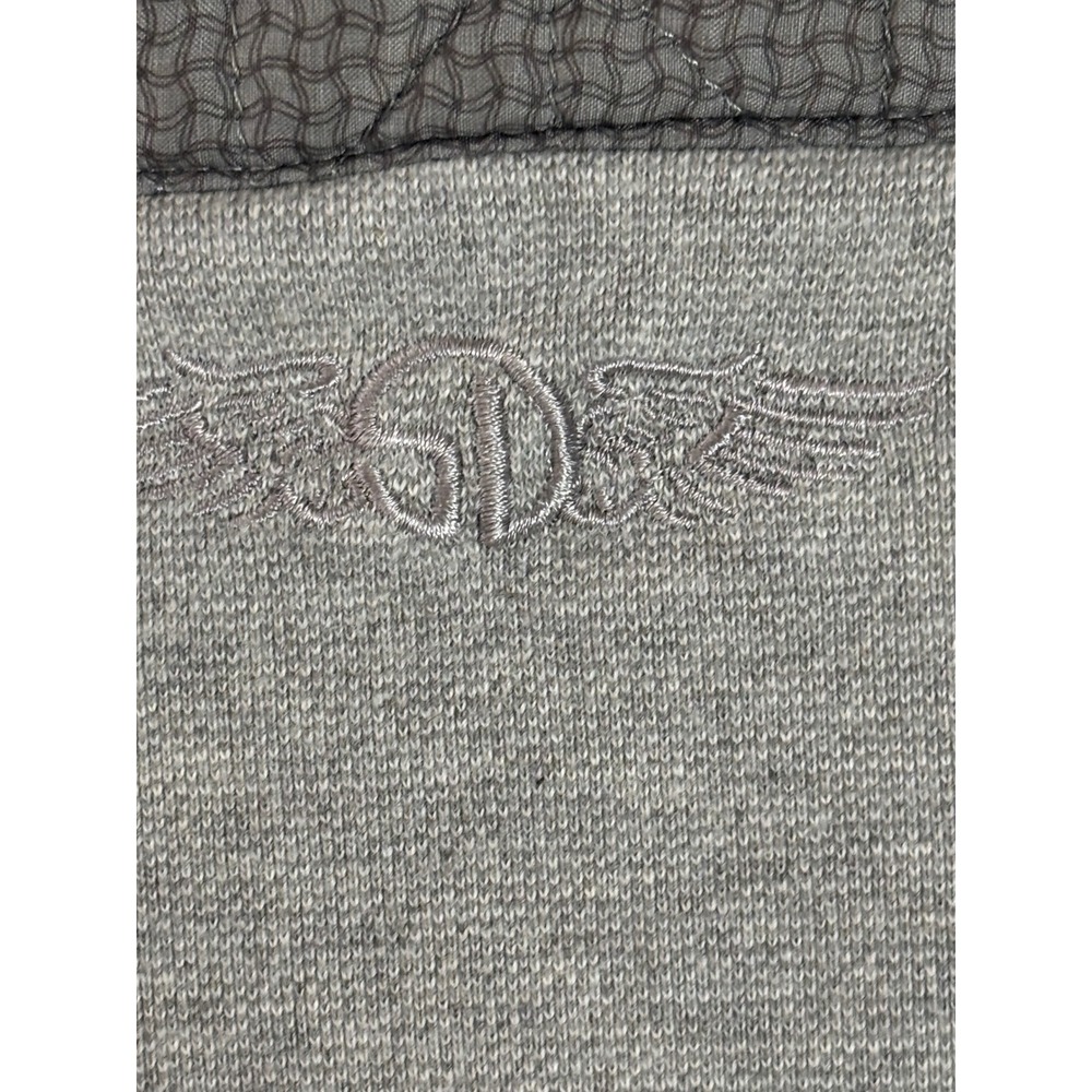 Straight Down Mens Gray Quilted Front 1/4 Zip Pullover Golf Sweater 100% Cotton - Picture 3 of 9